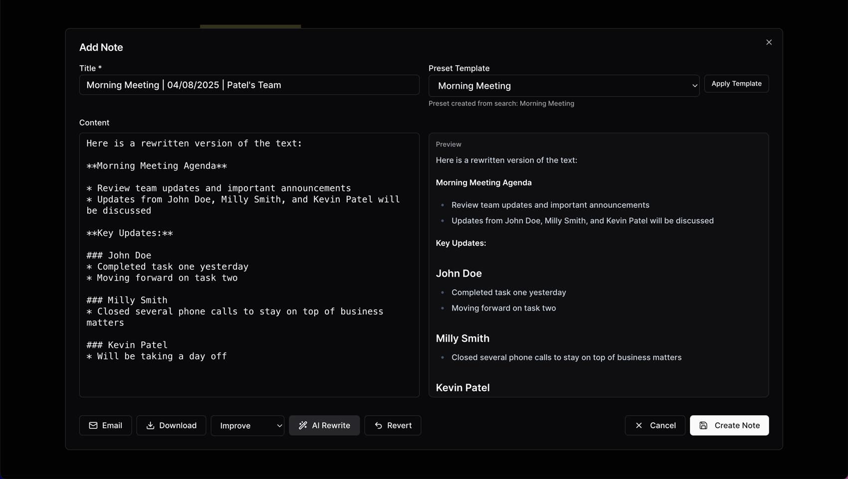 Echonote AI Features